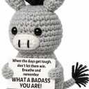 Funny Graduation Positive Badass Donkey Crochet Animals, Motivational Gift for Women Men Coworkers, Best Friends - Uplifting Support Small Mothers Day Holiday Basket Stuffer for Grandkids