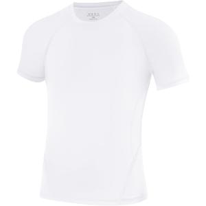 Runhit Boys Compression Shirt Short Sleeve Youth Football Basketball Undershirt Kids Athletic Quick Dry Base Layer T-Shirt (White, XL)
