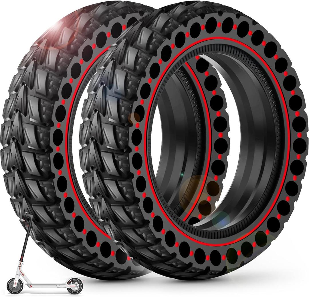 BANGTING 2PCS Upgrade 50/75-6.1 Electric Scooter Solid Tires, 8.5x2.0 Tires Tubeless for Gotrax GXL V2/XR/APEX, 8 1/2 x2 Tire Replacement for Hiboy S2, Xiaomi 3 Lite/3/Pro 2/1s/M365 (Red (No tools))