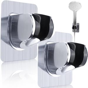 TCOTBE 2 Pieces Removable Shower Head Holder Adjustable Handheld Shower Head Holder Strong Shower Head Holder Suction Punch-Free Drill Free Adhesive Suction Cup Shower Wand Shower Hose Holder