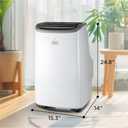 BLACK+DECKER Portable Air Conditioner, 9,000 BTU (5,300 BTU SACC) for Rooms up to 400 Sq. Ft., Portable AC with Follow Me Remote Control and Window Kit, BPACT08WT, White
