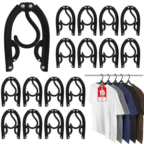 15 Pcs Travel Hangers Portable Foldable Travel Hanger Organizer, Plastic Cruise Ship Accessories Essentials Clothes Hanging Rack Folding Hangers for Traveling Camping Flying RV Europe Suitcase, Black : Home & Kitchen