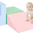 Climbing Toys for Toddlers 1-3 Inside, 4-Piece Baby Foam Climbing Blocks for Toddler,Soft Play Climbing Blocks, Indoor Climb Crawl Activity Play Set,Children's Day,Birthday Day Gift (Pink / Yellow) (Pink / Yellow)