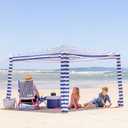 CoolCabana Beach Shade Tent - Easy Setup, UPF 50+ Protection, Large & Medium Sizes, Compact & Wind Resistant - Beach Cabana for The Whole Family - Navy Stripes, Medium