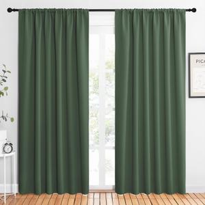 NICETOWN 2 Panels Blackout Curtains, Rod Pocket Thermal Insulated Drapes 84 inches Long, Easy-Care Modern Home Decoration Sunshades for Guest Room, Living Room, Office, 62 x 84 Inch, Dark Mallard