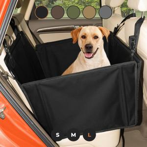Wuglo Extra Stable Dog Car Seat - Reinforced Dog Seat for Medium-Sized Dogs, Waterproof, 4-Strap - Black, L Size