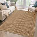 3x5 ft Rugs for Bedroom - Non-Slip Machine Washable Neutral Rug for Living Room,Faux Jute Rug,Braided Area Rug,Boho Solid Rugs for Home and Office,Very Soft,Stain-Resistan,Tan Brown