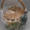 Miuco Womens Wicker Basket Bag Handmade Straw Rattan Bamboo Bag With Lid Handbag (Small, Natural)