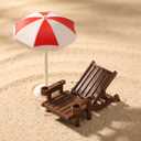 2 Sets 1:12 Scale Miniature Swimming Pool Dollhouse Accessories, Folding Beach Chairs Umbrellas Swim Rings, Summer Fairy Garden DIY Decor