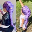 30 Inches Purple Braiding Hair Pre stretched Lavender Purple Flame Retardant Fiber Yaki Synthetic Kids Braiding Hair Extensions
