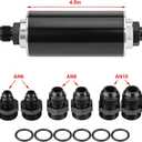 AUCELI 50mm Inline Gas Fuel Filter, Air Filter with 6AN 8AN 10AN Adapter, Aluminum Cleanable Fuel/Gas/Petrol Filter Adapter Fittings, Universal Vehicle Accessories for Car, SUV, Truck