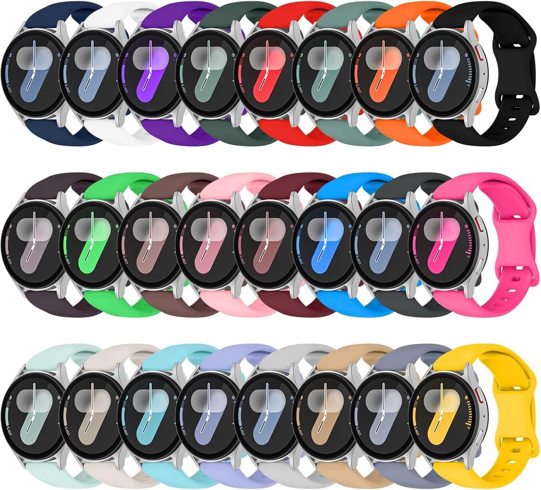 24 Pack Bands Compatible for Samsung Galaxy Watch 7/FE/6/5/4 40mm 44mm, 5 Pro, Watch 6/4 Classic 43mm 47mm 42mm 46mm, 20mm Sport Replacement Soft Silicone Strap for Women Men