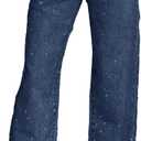 Famnbro Womens Rhinestone Jeans Baggy Y2K High Waisted Straight Wide Leg Sparkly Bling Glitter Denim Pants 3XL