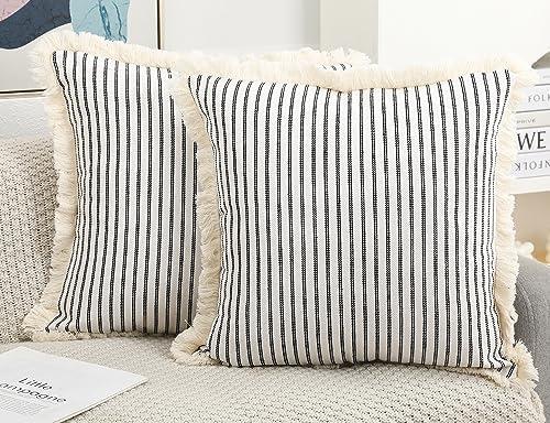 NUYECY Black Boho Throw Pillow Cover 22 x 22,Euro Sham Pillow Covers,Decorative Large Pillow Cover Pillow Case Cushion Cover for Bed Sofa Couch Farmhouse Living Room