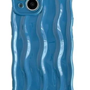 Caseative for iPhone 14 Case,Water Ripple Pattern Curly Wave Frame Soft Phone Case (Blue)