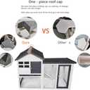 BIRASIL Wood Rabbit Hutch, Guinea Pig Cage with Pull Out Tray, 2 Levels Bunny House for Small Animals Outdoor Indoor (Gray, 48 Inch)