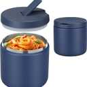 Pawtong 19oz Insulated Vacuum Food Jar with Buckle Lid Wide Mouth Soup Thermo for Hot Food Kids Leakproof Stainless Steel Lunch Container- Blue