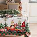 XCHI Gnomes Truck Tree Christmas Tablecloth Square Winter Table Cloth Washable Table Covers for Indoor Dining Home Party Xmas Decorations 60x60 Inch