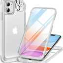 Miracase Glass Series for iPhone 11 Case 6.1 inch, Upgraded Full-Body Rugged Phone Bumper Case Cover with Built-in 9H Tempered Glass Screen Protector and Camera Protector, Matte Clear