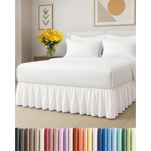 Bedskirt Queen Size Ruffle - 15 inch Drop Dust Ruffle Bed Skirt with Platform - Ultra-Soft Premium Hotel Quality - Wrinkle Free, Fade & Shrink Resistant - for Women, Men, Kids & Teens - Antique White