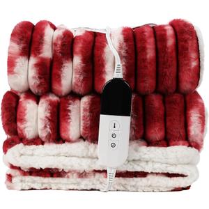 Electric Blanket Heated Throw Blanket, Super Soft Flannel & Sherpa Electric Throw Blanket with 6 Fast Heating Levels, 4 Hours Auto Off & OverHeat Protection, Machine Washable, 50'' X 60'', Red