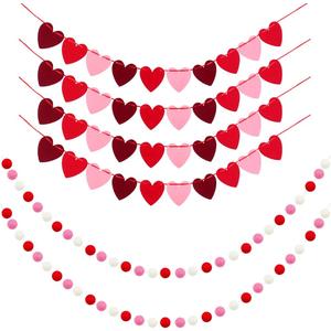 Felt Garland hearts 6 Pack