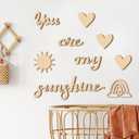 Soaoo 9 Pcs Rainbow Nursery Wall Decor You are My Sunshine Decor Playroom Heart Shape Wooden Sign Kids Room Sun Decorations Neutral Classroom Wall Art for Girl Boy Baby Bedroom