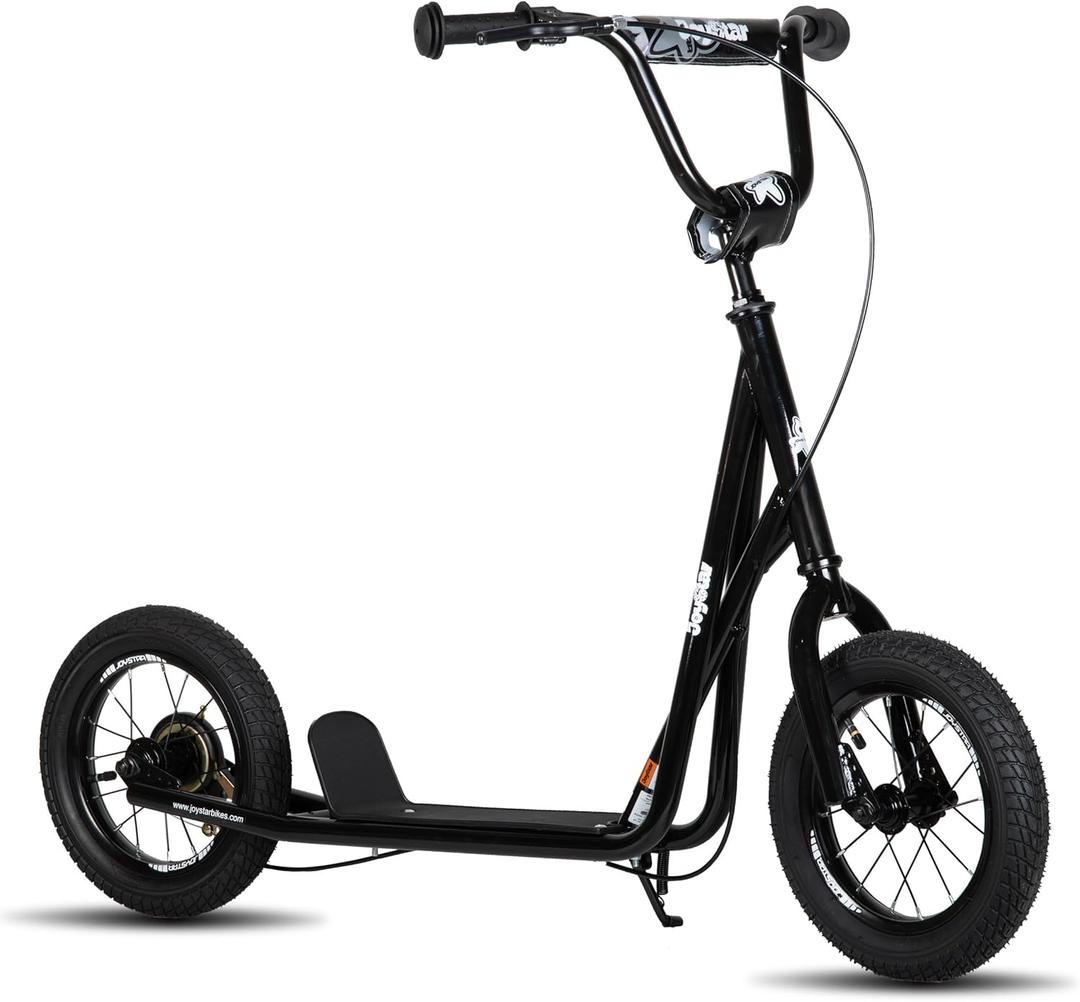 JOYSTAR Kick Scooter for Ages 5-9 Years Old Boys Girls, 12 Inch Big Wheels Scooters for Kids, Teens and Adults, Rear Brake and Adjustable Handlebar, Kids Scooter (Black)