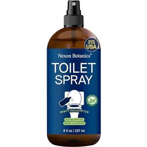 Pack of 2, Minty Eucalyptus Toilet Spray 8 fl oz - Bathroom Air Freshener Spray and Travel Size - Eucalyptus, Mint, and Citrus - Nexon Botanics