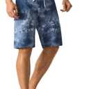 unitop Men's Bathing Board Trunks Beach Shorts Holiday Hawaiian Colorful Striped (Blue)