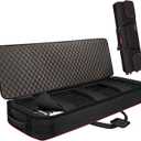 SNIGJAT 88 Key Keyboard Case with Wheels (Interior: 56.5"x16.2"x6.8"), Soft 88 Key Rolling Keyboard Case with Detachable Paddings & Adjustable Shoulder Straps, Full Padded Piano Bag