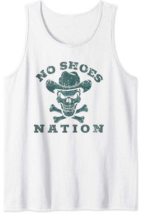 Mens Womens Vintage No Shoes No Nation Funny Sayings Tank, Medium, White