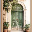 skysoon Mallorca Green Door Wall Art, Boho Mediterranean Architecture Print, 16"L x 24"W