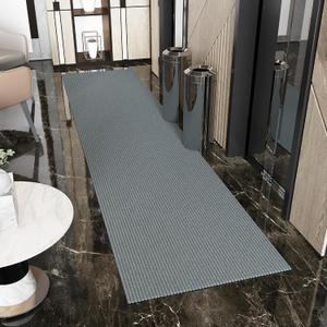 Ottomanson 2' x 12' Hallway Runner with Scraper Pile Extra Durable Non-Slip Rug Mat for Indoor & Outdoor Use - Ideal for Kitchen, Entryway, Patio & Garage - High-Traffic Carpet, Gray