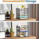 Daltack 6 Tier Paper Organizer for Desk, Paper Letter Tray Organizer for Desks, Mesh Desk File Organizers with Handle for Office, Home, School, Classroom, Black