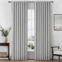Grey Blackout Curtains 84 Inch Length 2 Panels Set for Bedroom, Modern Faux Linen Room Darkening Pleated Light Gray Burg with Rod Pocket Back Tab 84 Inch Insulated Curtain for Office Sunroom
