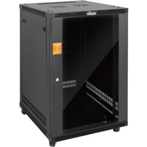 Tecmojo 18U Wall Mount Rack,18U Rack 23.6 Inch Depth,Hold Up to 176 Lbs,Server Rack with Casters,Enclosed Network Cabinet for 19 Inch Network,Server and AV Gear,Glass Door(Elite Collection)