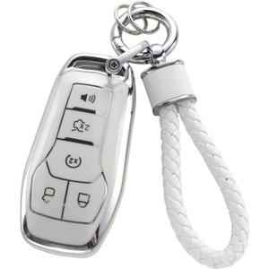 YO&YOYE for Ford Key Fob Cover with Keychain, Soft TPU Key Case Protection Fit for F150 Explorer Mustang Edge Lincoln MKZ MKX MKC