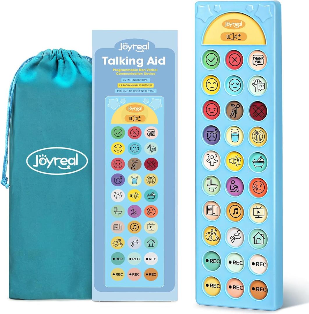 Joyreal AAC Device for Autism, Non-Verbal Communication Tools for Speech Therapy & Stroke Rehab. Autism Talking Aids with 6 Programmable Buttons & Adjustable Volume, Autism Toys for Kids and Adults (Blue)