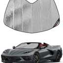 Pigenius Windshield Sun Shade for Chevy Corvette C8 2020-2026, Reversible Silver/Black