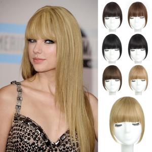 AISI QUEENS Clip in Bangs 100% Human Hair Extensions Brown Black Clip on Fringe Bangs with nice net Natural Flat neat Bangs with Temples for women One Piece Hairpiece (French Bangs, Ash Blonde)