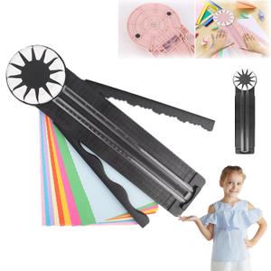 Paper Craft Edge Cutter, 12 in 1 Paper Cutter, Rolling Paper Cutter with 12 Cutting Types, Multifunctional Paper Cutter Machine with Measurements for Scrapbooking (BLK)