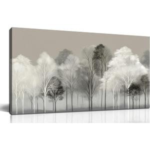 Prepeyssee Black and White Tree Wall Art for Living Room Large Landscape Modern Artwork Gray Forest Picture for Bedroom Home Office Ready to Hang 20x40 Inch