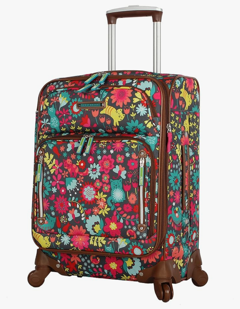 Lily Bloom Luggage Carry On Expandable Design Pattern Suitcase For Woman With Spinner Wheels (Playful Garden, 20in