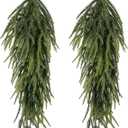 2 Pcs 30" Extra Length Artificial Christmas Teardrop Swag, Faux Pine Needles Teardrop Door Swag, Christmas Norfolk Greenery Teardrop Wreath for Xmas Door Table Mantle Fireplace Indoor Outdoor Decor