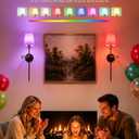 Battery Operated Wall Sconces Set of 2, 24.92" Rechargeable Wireless Dimmable Wall Lights with 9 RGB Colors, Swing Arm Wall Lamp with Remote Control & Timer for Bedroom Living Room Hallway