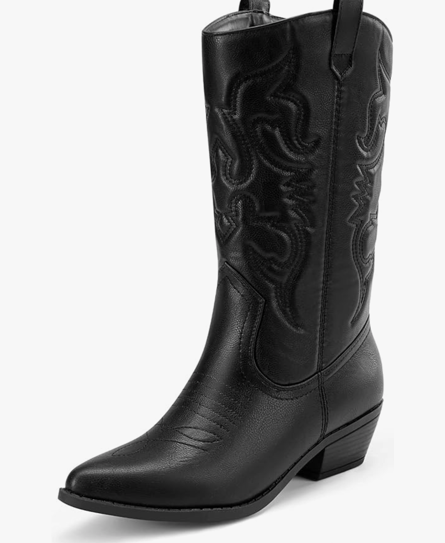 DREAM PAIRS Women's Cowboy Boots Pull On Cowgirl Boots Mid Calf Western Boots 9