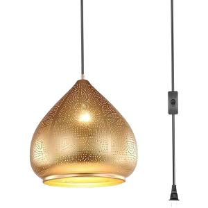 Retro Hanging Pendant Light Plug in Cord Moroccan Hanging Lamp