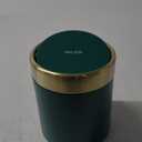 Mini Trash Can with Lid, Desktop Small Trash Can Recycling Bin Cute Metal Garbage Can for Tabletop Countertop Use,Stainless Steel 0.4 Gallon/1.5 Liter Waste Bin for Office Parlor Bedroom,Dark Green