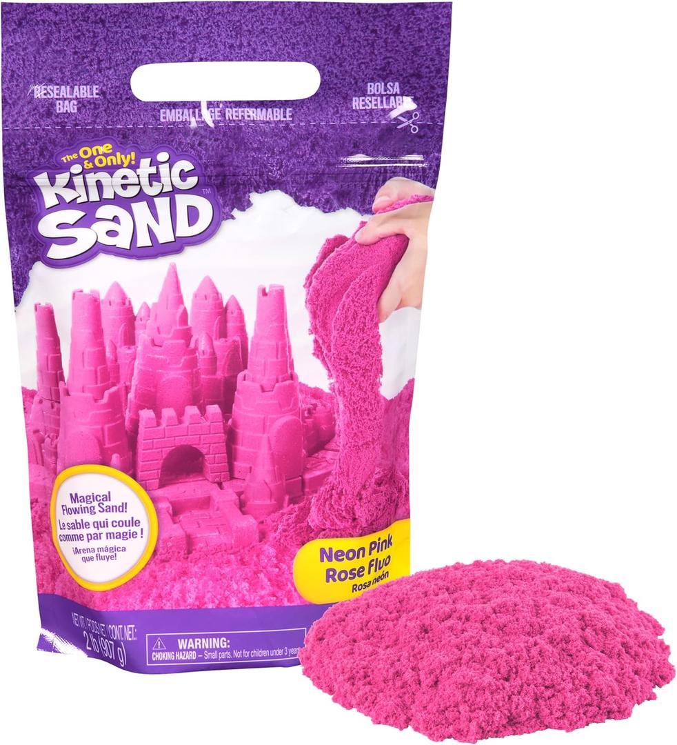 Kinetic Sand, 2lbs Pink Play Sand, Moldable Sensory Toys for Kids, Resealable Bag (Packaging May Vary), for Ages 3 and up
